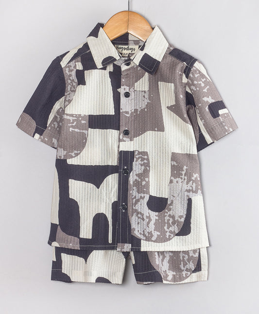 ABSTRACT PRINT BOYS SHORTS SET
