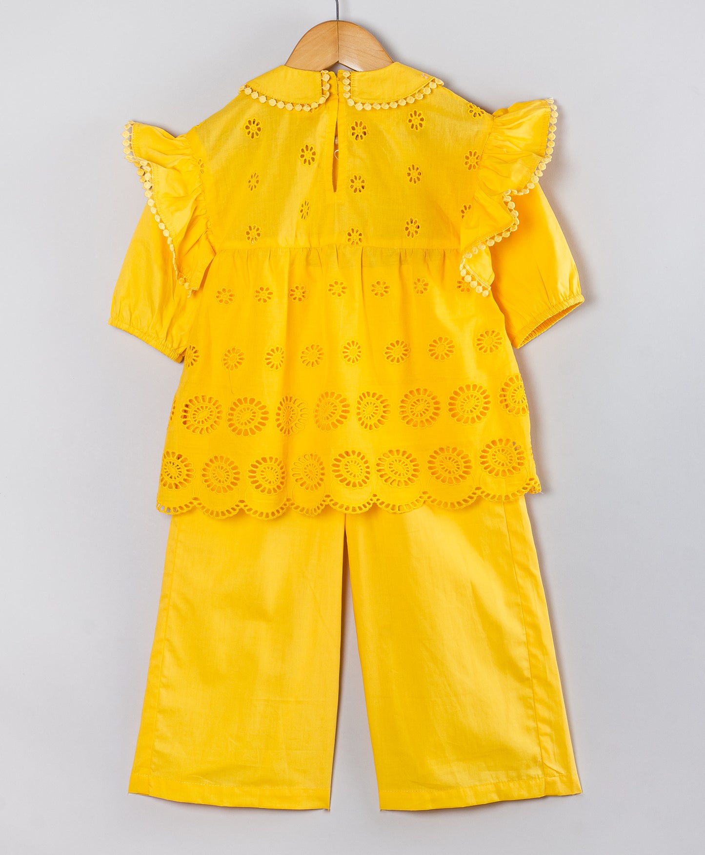 YELLOW SCHIFFLI CO-ORD SET