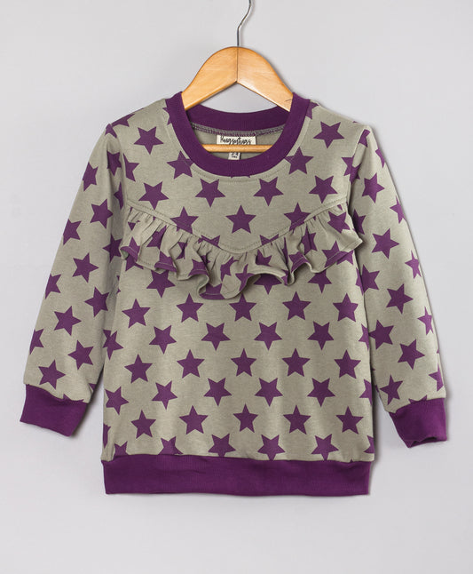PURPLE STAR PRINT WINTER TOP