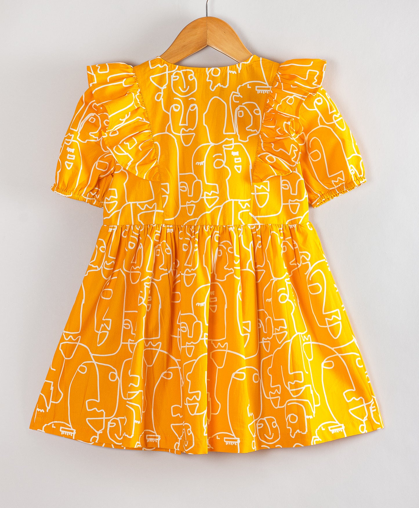 YELLOW FACES PRINT DRESS