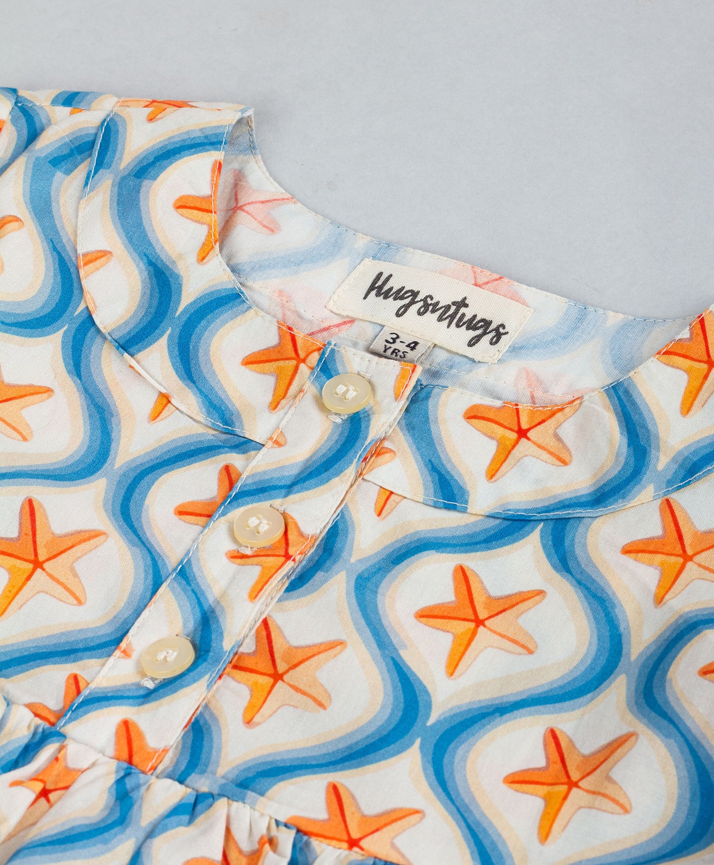 STAR FISH PRINT FRONT OPEN FULL SLEEVE TOP