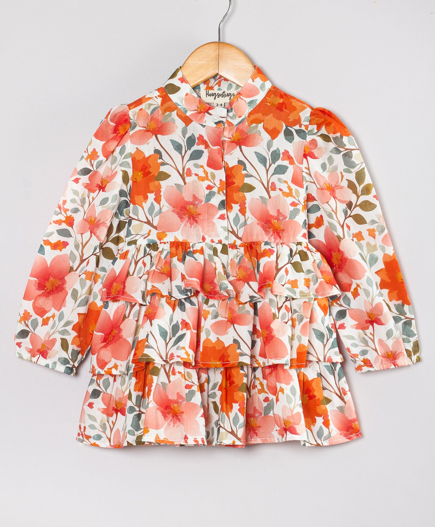 BLOOMING FLORAL PRINT TOP WITH MULTI FRILLS