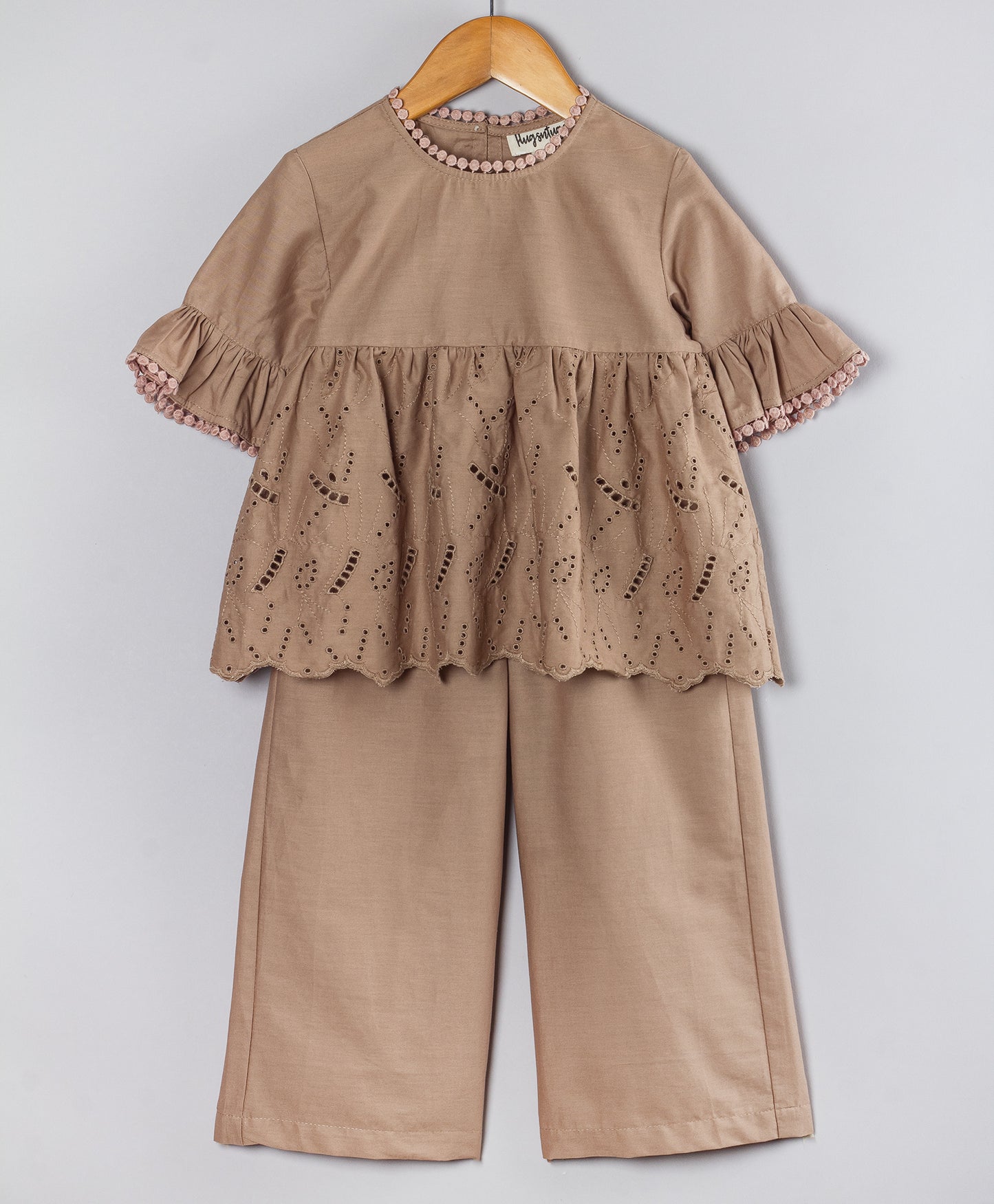 BROWN SCHIFFLI CO-ORD SET
