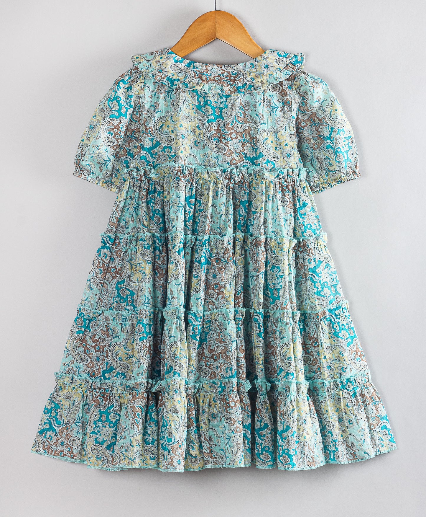 PAISLEY PRINT TIERED DRESS WITH COLLARS