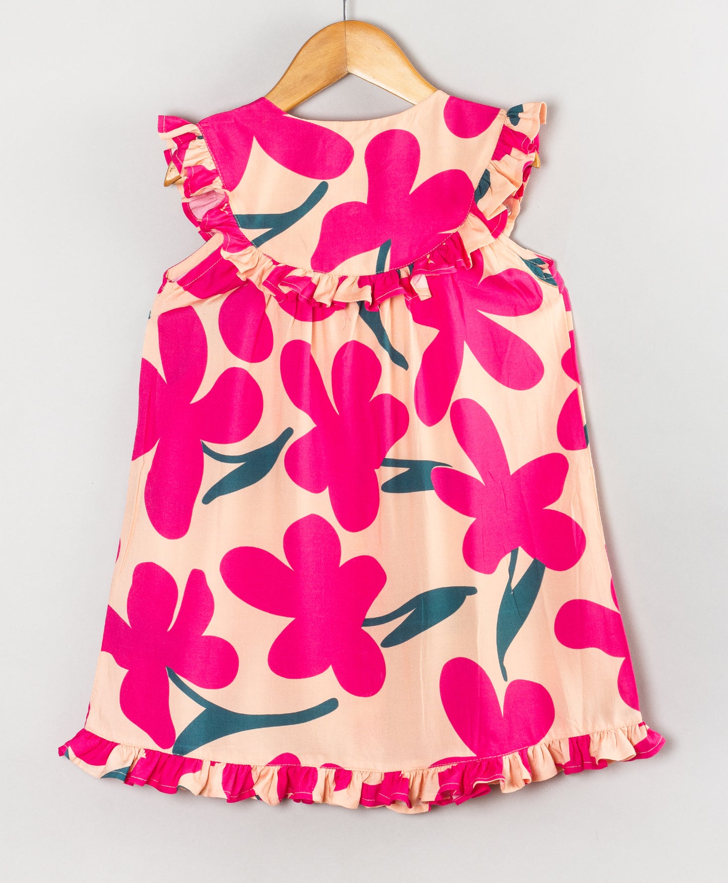 FUSCHIA PINBK BIG FLOWER PRINT DRESS