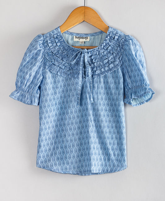 BLUE ALL OVER PAISLEY PRINT TOP