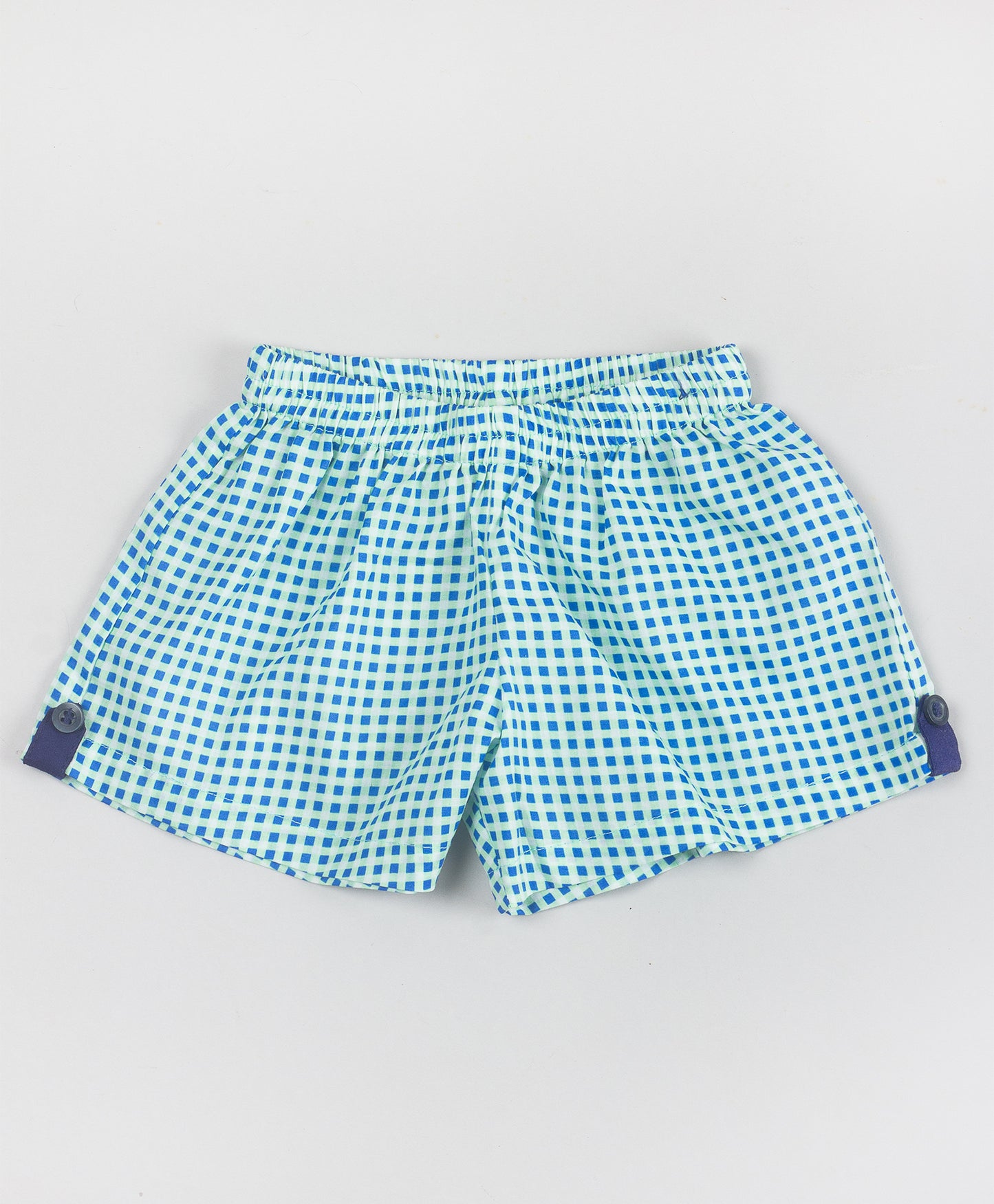 BLUE GHINGHAM CHECK PRINT WITH SOLID NAVY POCKET