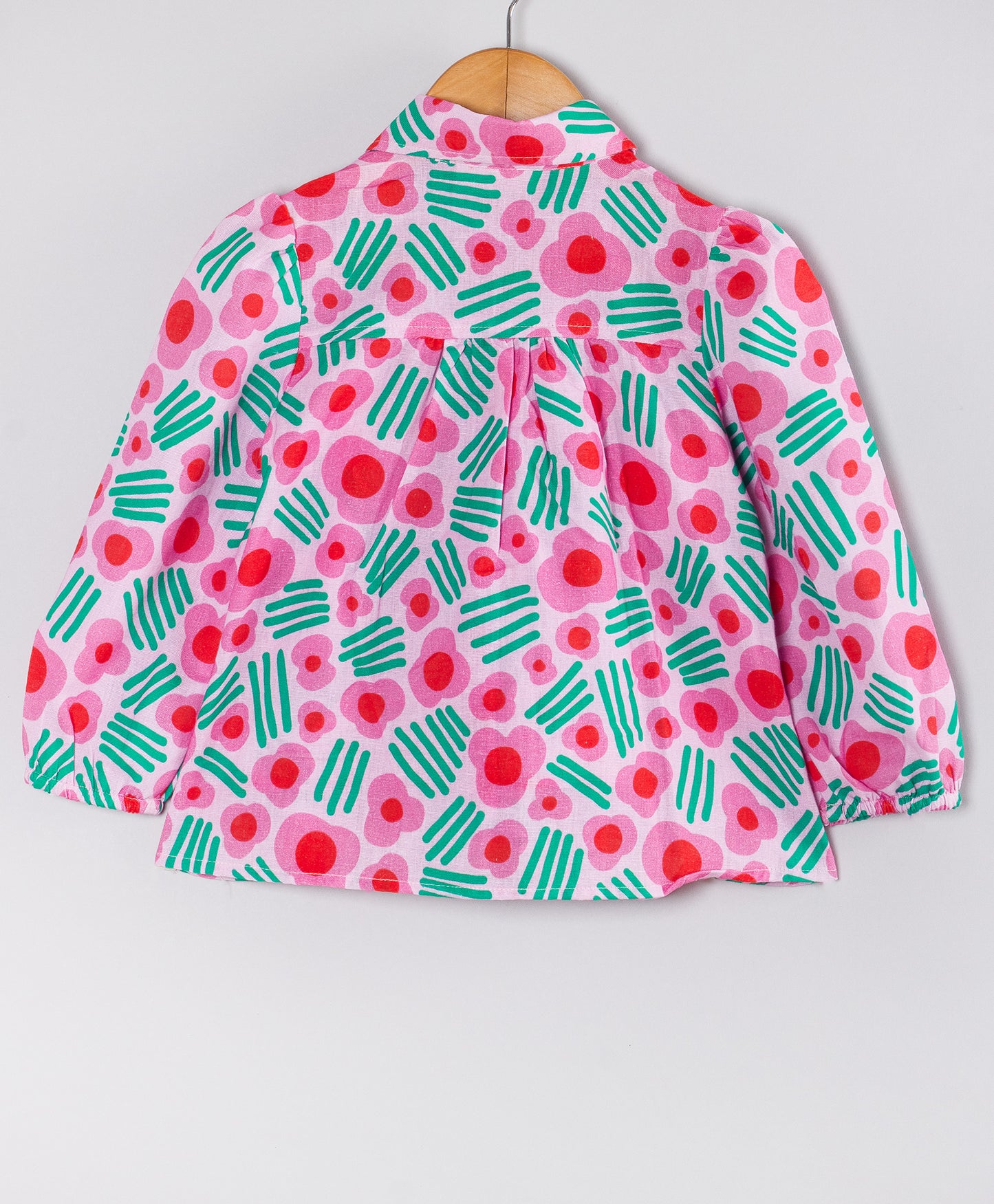 PINK FLORAL PRINT TOP WITH FRILLS AT FRONT