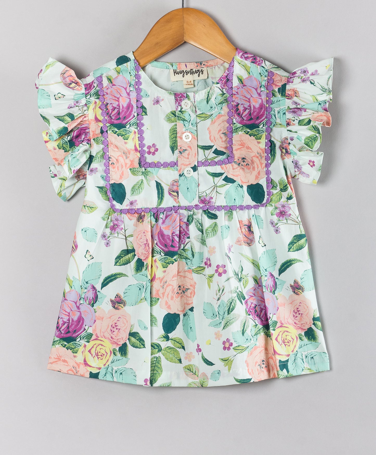 ENGLISH ROSE PRINT TOP WITH DOUBLE YOKE