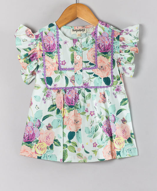 ENGLISH ROSE PRINT TOP WITH DOUBLE YOKE