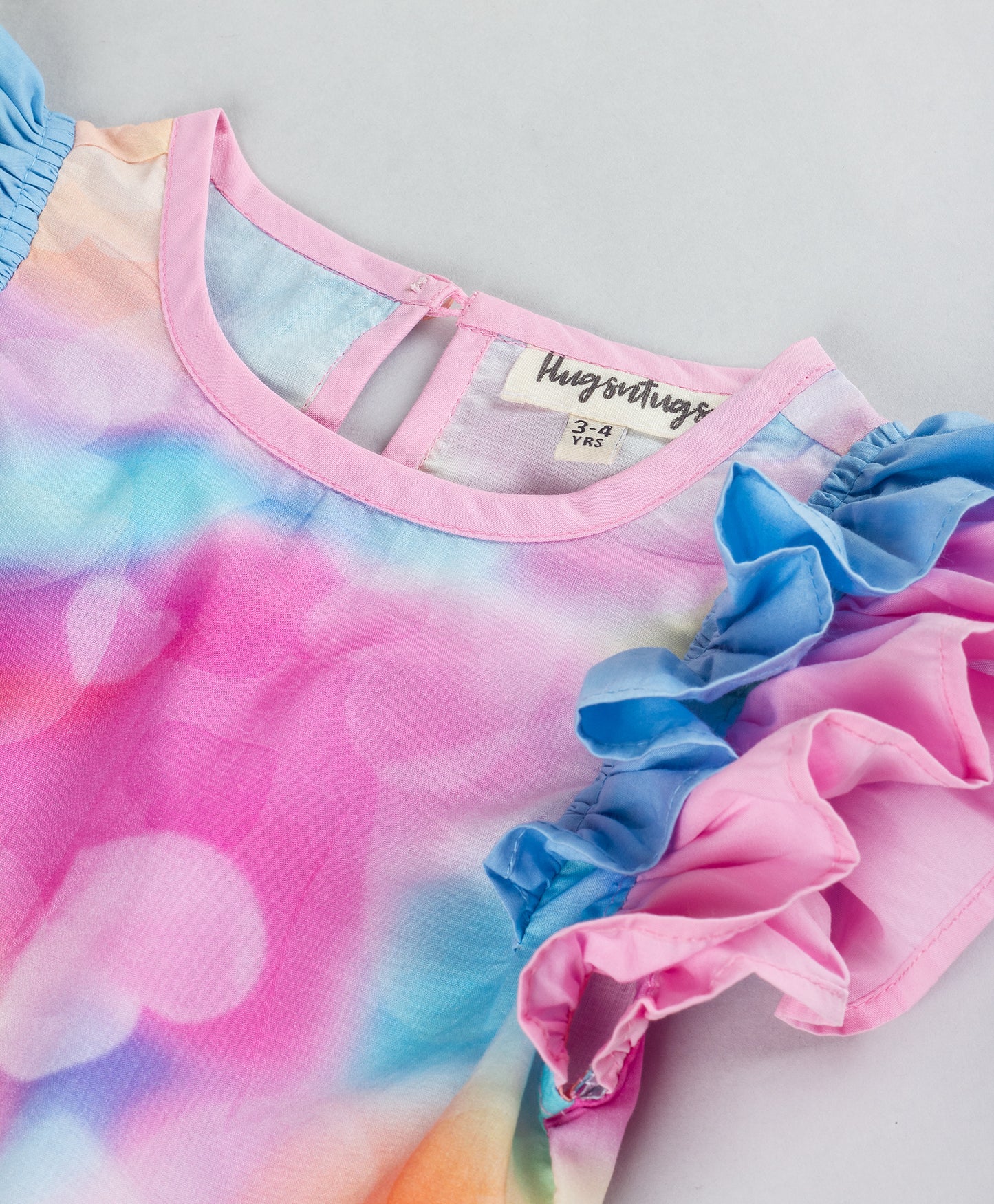 UNICORN CLOUD PRINT TOP WITH RUFFLES ON SHOULDER