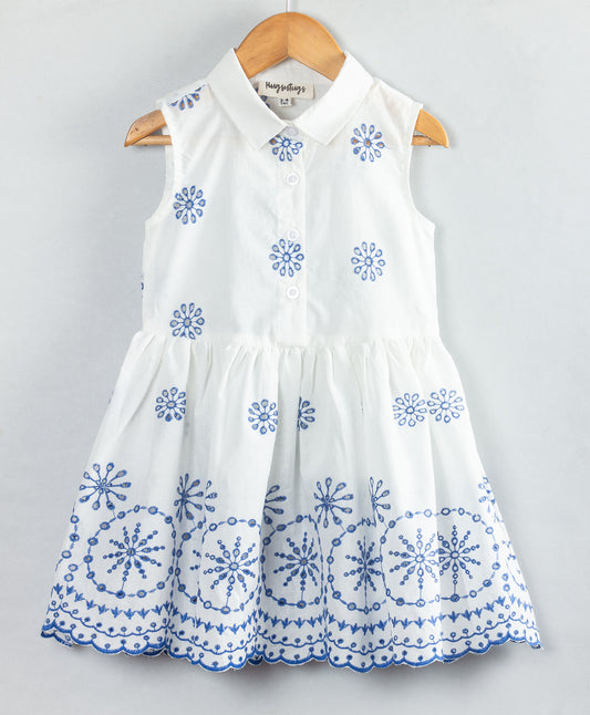 DRESS WITH CONTRAST EMBROIDERY