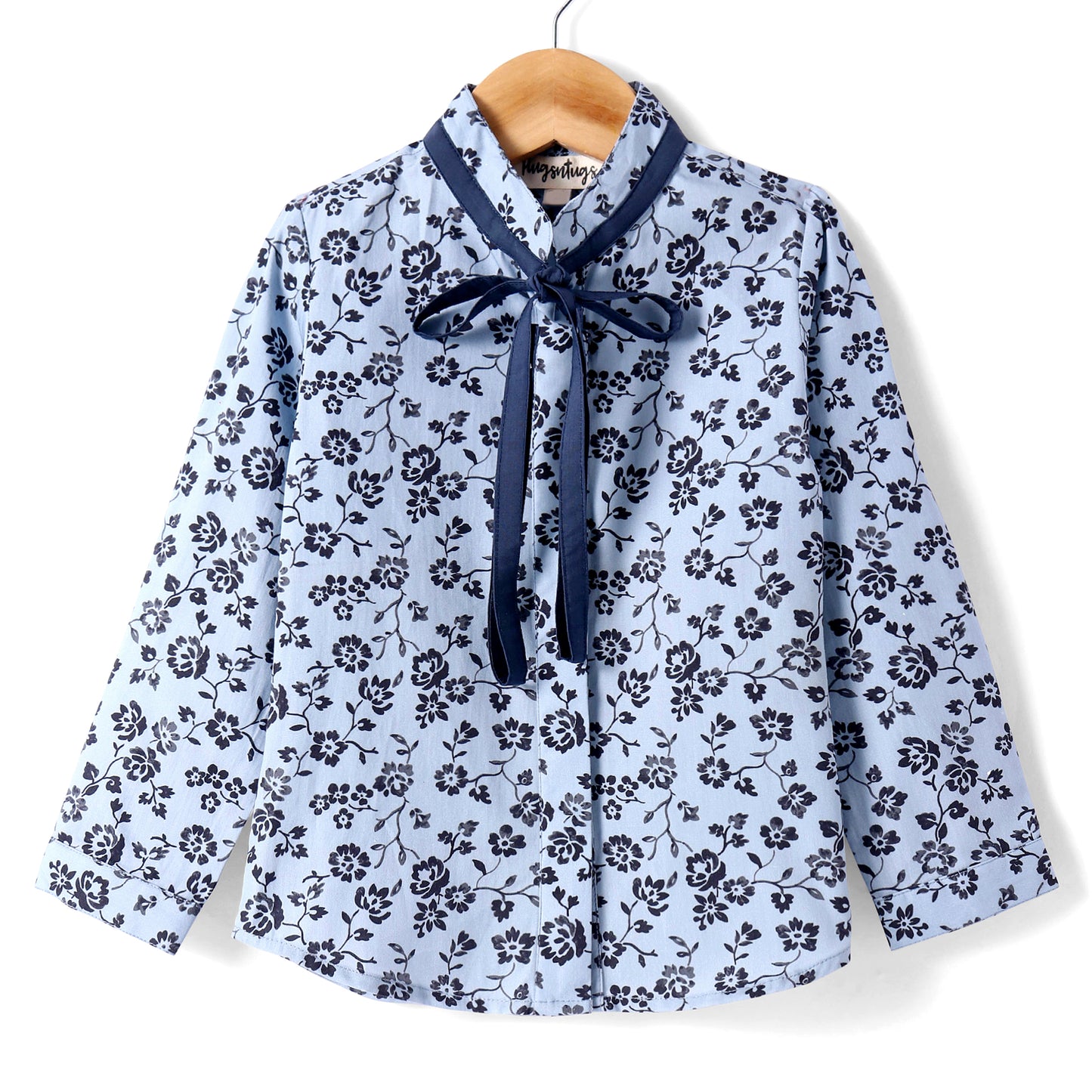 BLUE FLORAL PRINT BUTTON DOWN SHIRT