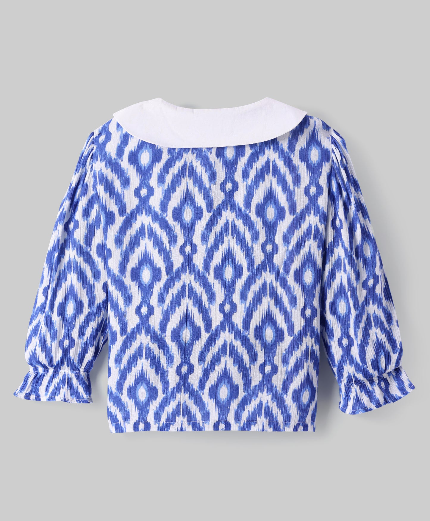 NAVY AZTEC PRINT TOP WITH BUTTERFLY COLLAR