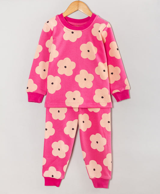 PINK BIG FLOWER PRINT TRACKSUIT