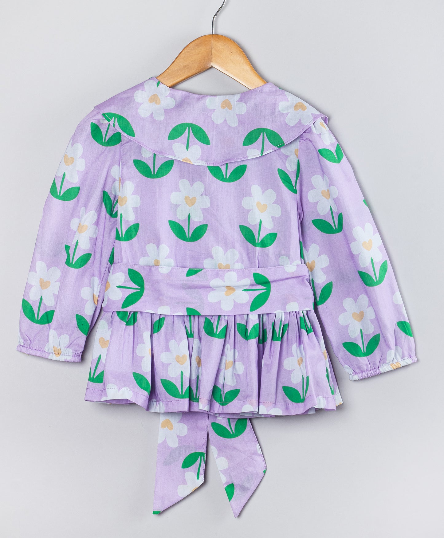 LILAC FLORAL PRINT OVERLAP TOP