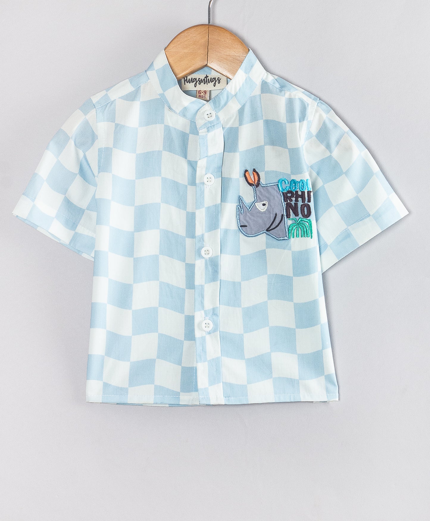 BLUE CHECK PRINT IN FANT SHORTS SET