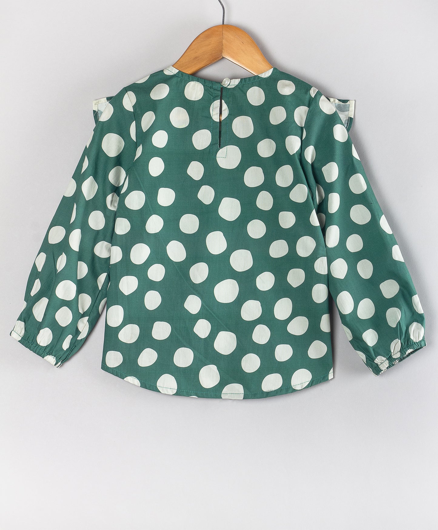 GREEN DOT PRINT CHRISTMAS TOP