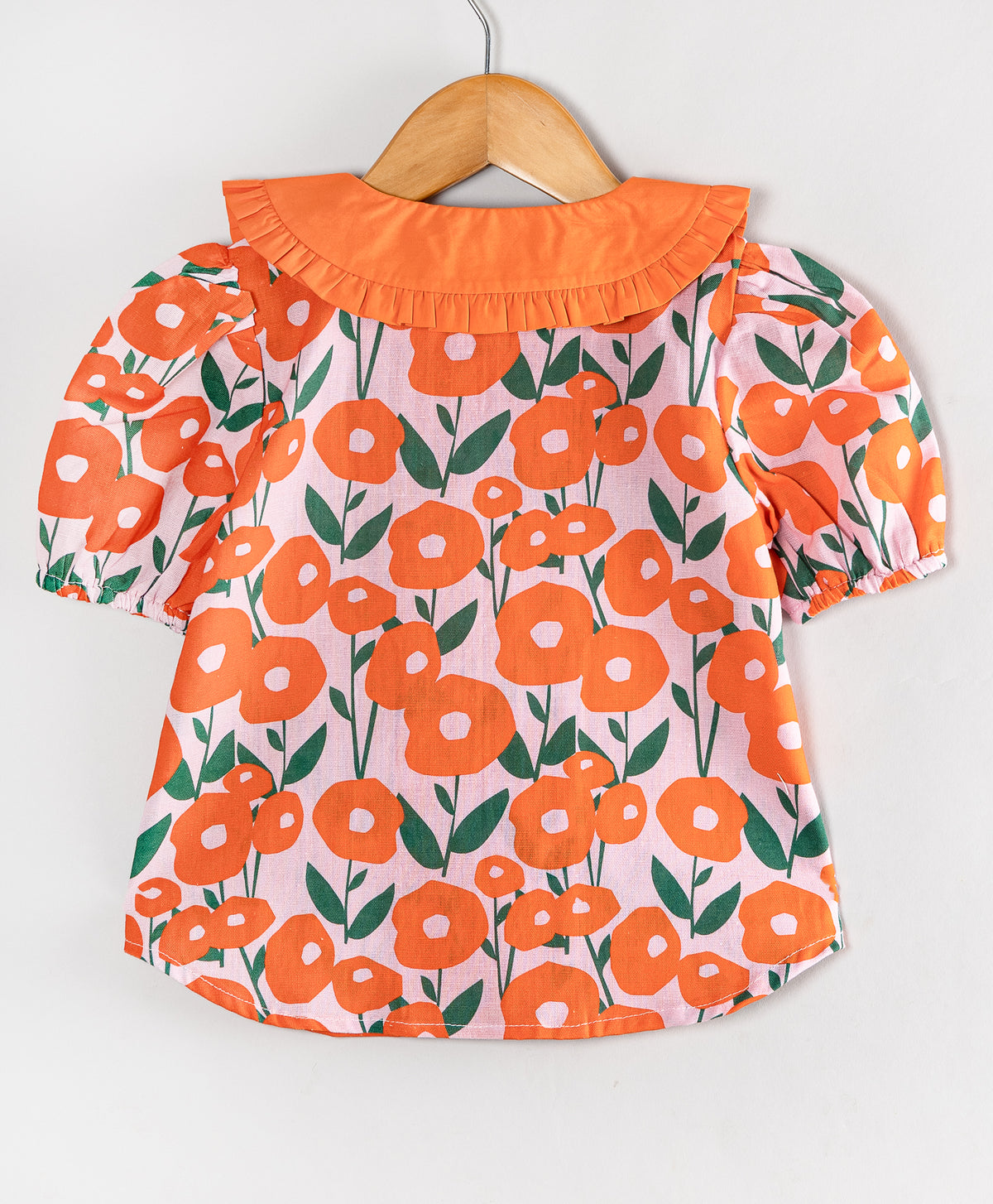 ORANGE FLOWER TOP WITH BIG SOLID COLLARS