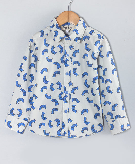 BLUE RAINBOW PRINT BOYS SHIRT