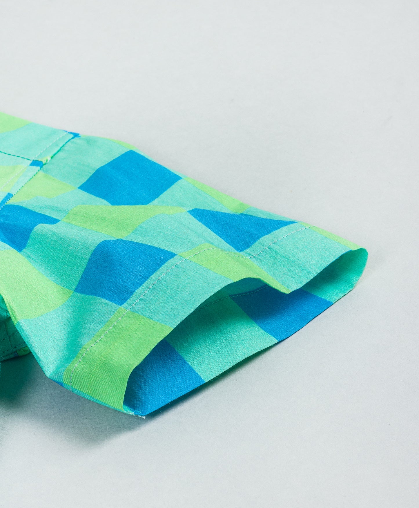 GREEN BLUE CONTRAST CHECK PRINT BOYS SHIRT