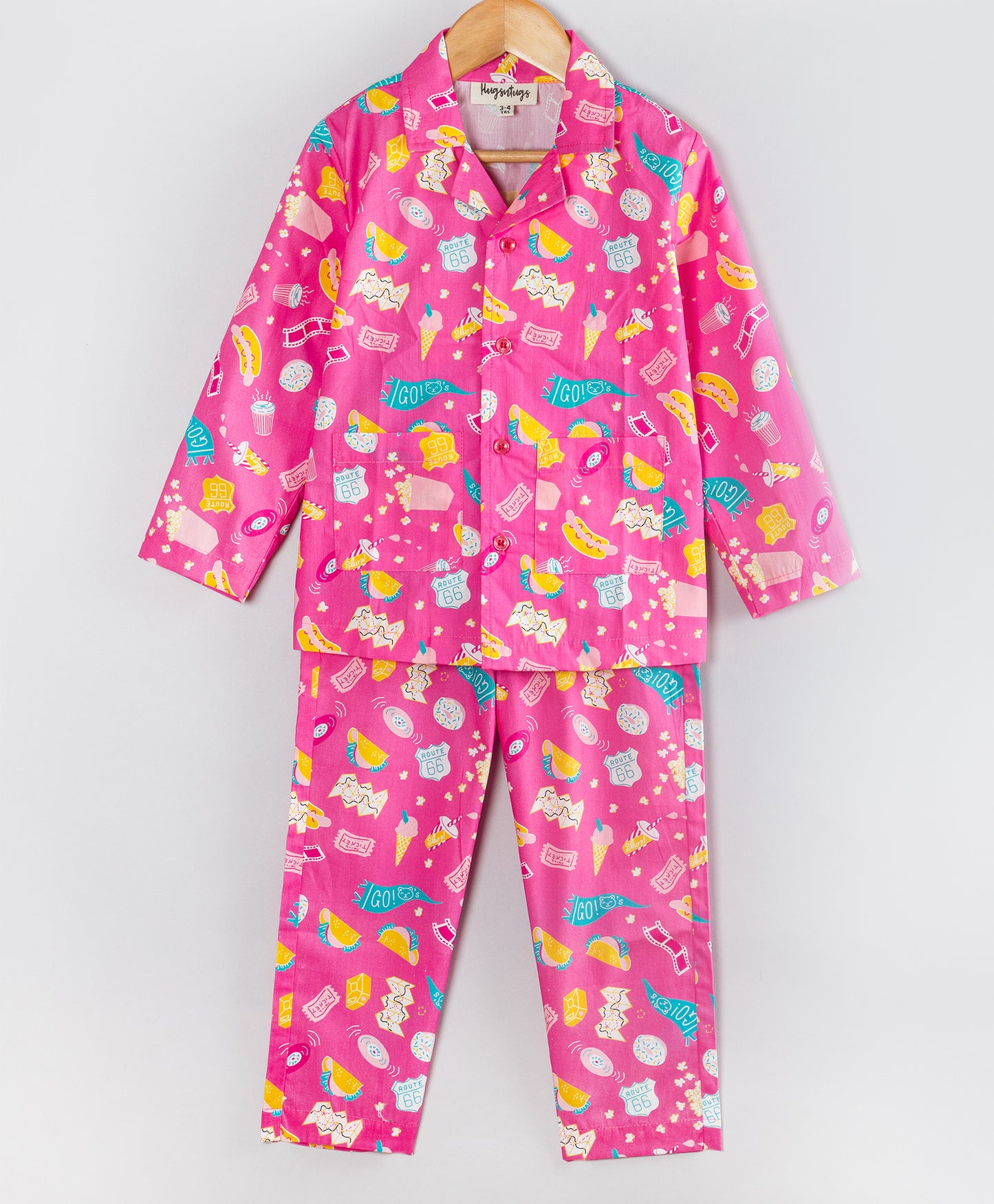 HOTDOG AND SODA FUN PRINT FUCHIA NIGHTSUIT