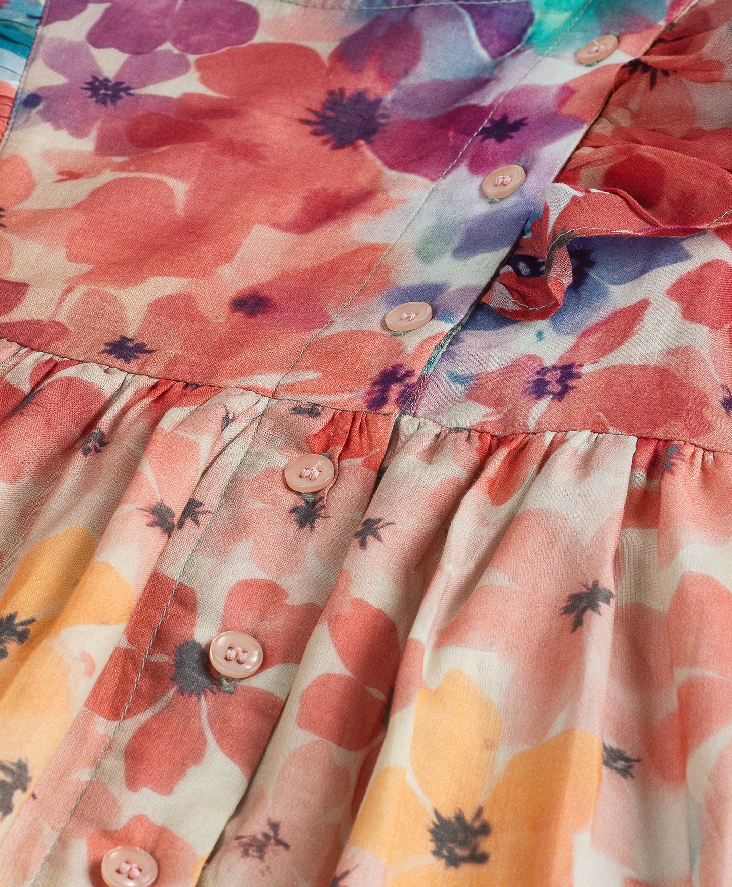WATERCOLOR DRESS WITH SIDE BUTTONS