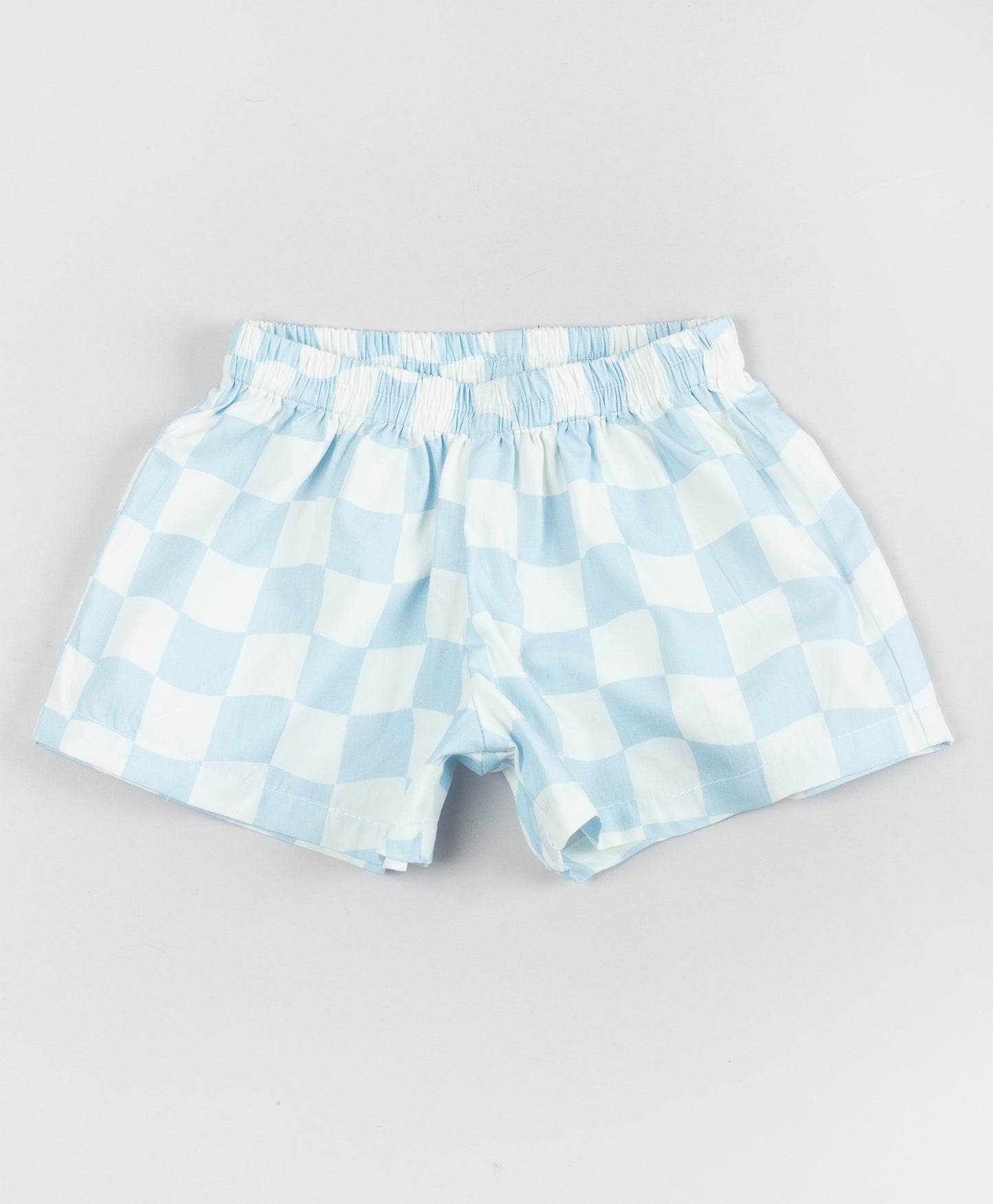 BLUE CHECK PRINT IN FANT SHORTS SET