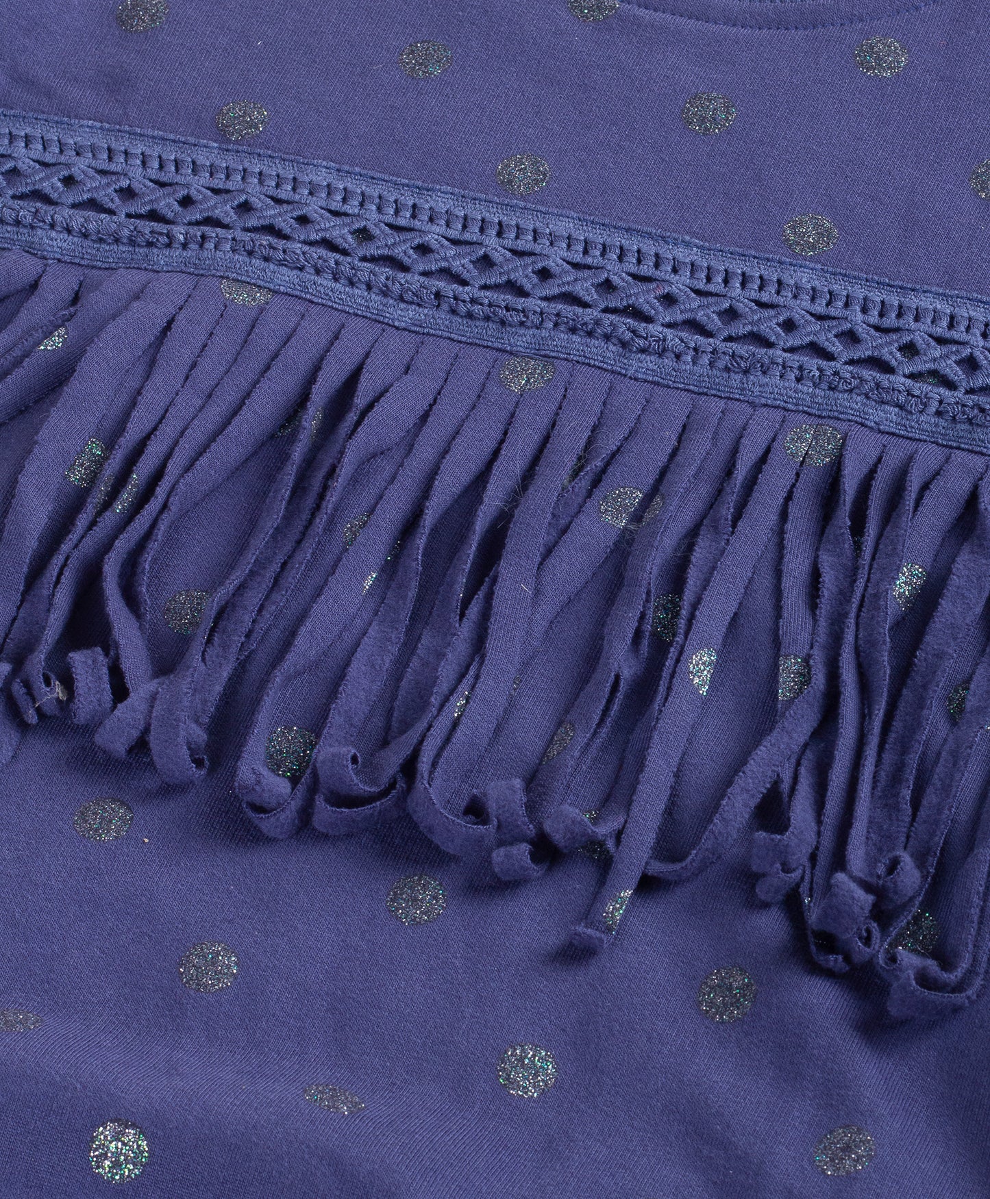 NAVY GLITTER DOT WINTER TOP WITH TASSLES