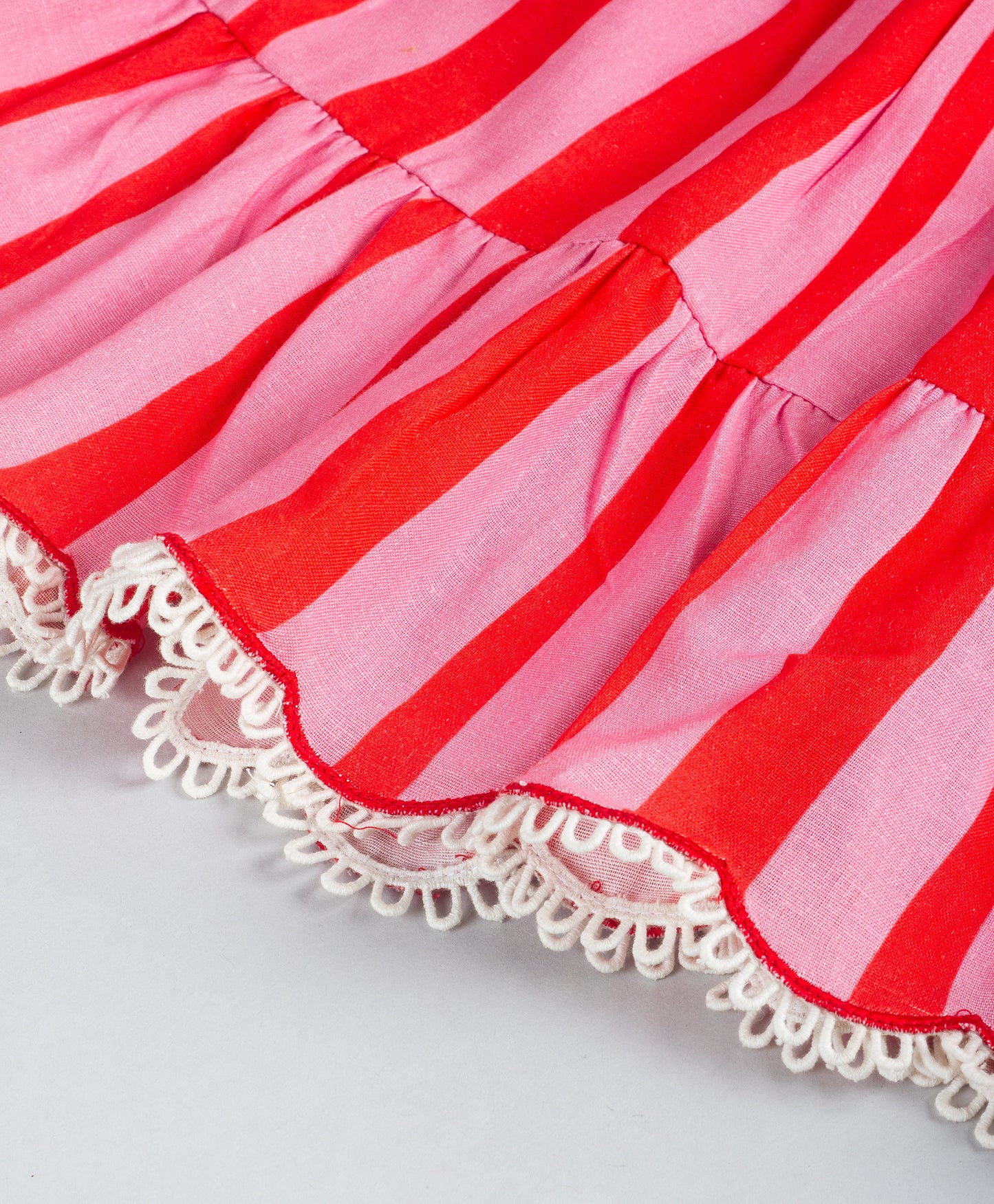 RED AND PINK STRIPE PRINT DRESS