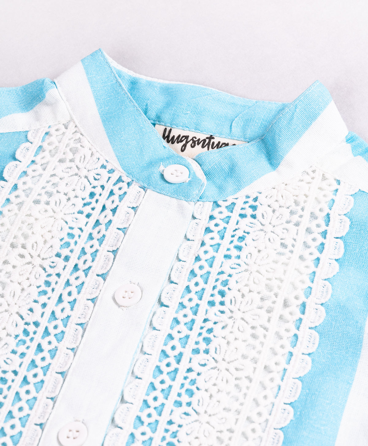 BLUE STRIPE TOP WITH LACES AT FRONT
