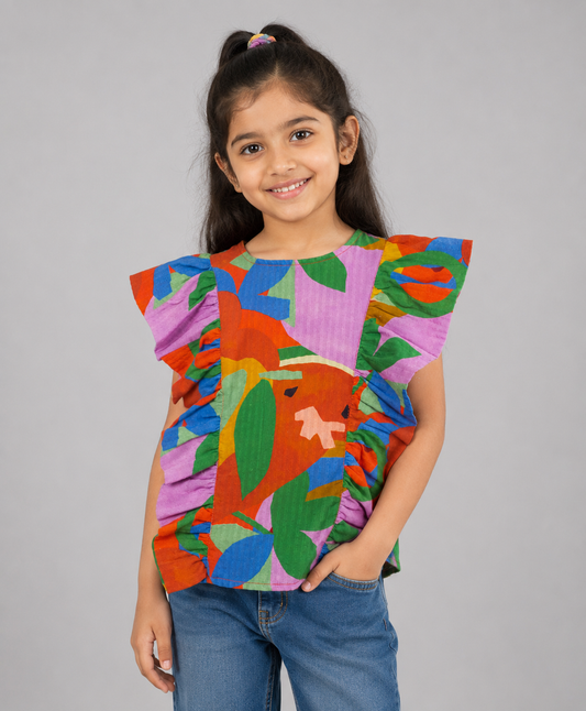 MULTI COLOR GOEMETRIC PRINT TOP