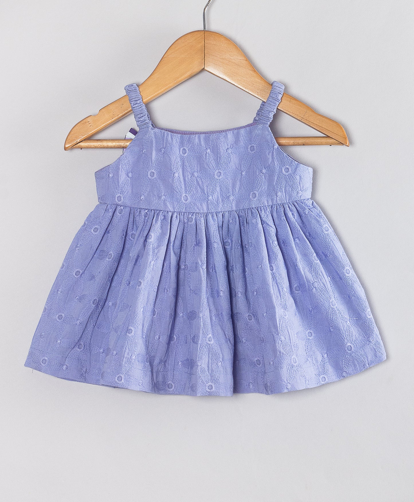 LIGHT PURPLE SCHIFFLI INFANT SET WITH STRIPE SHORTS