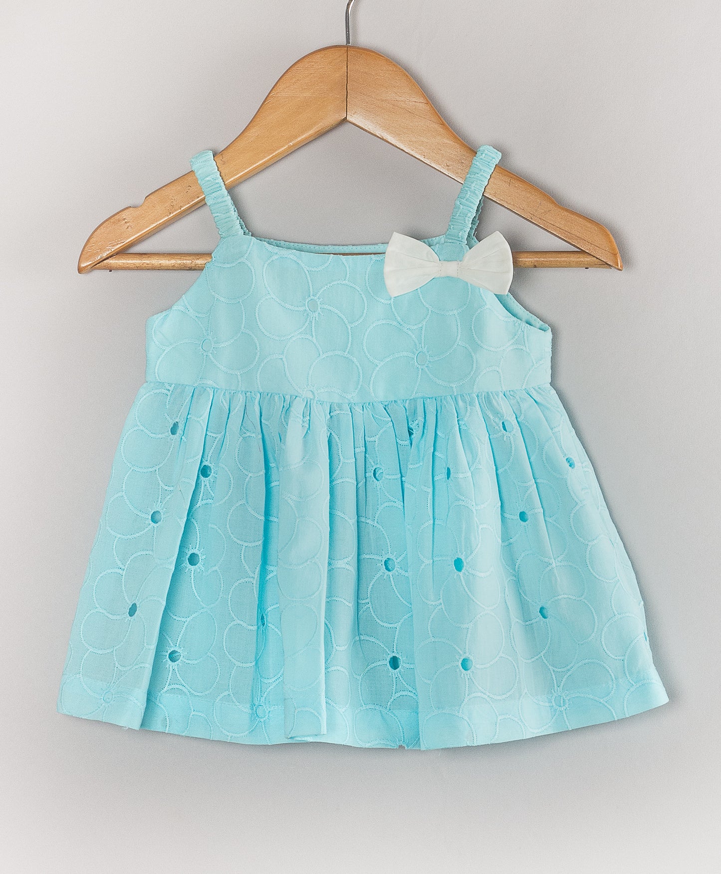AQUA BLUE SCHIFFLI INFANT GIRLS SET