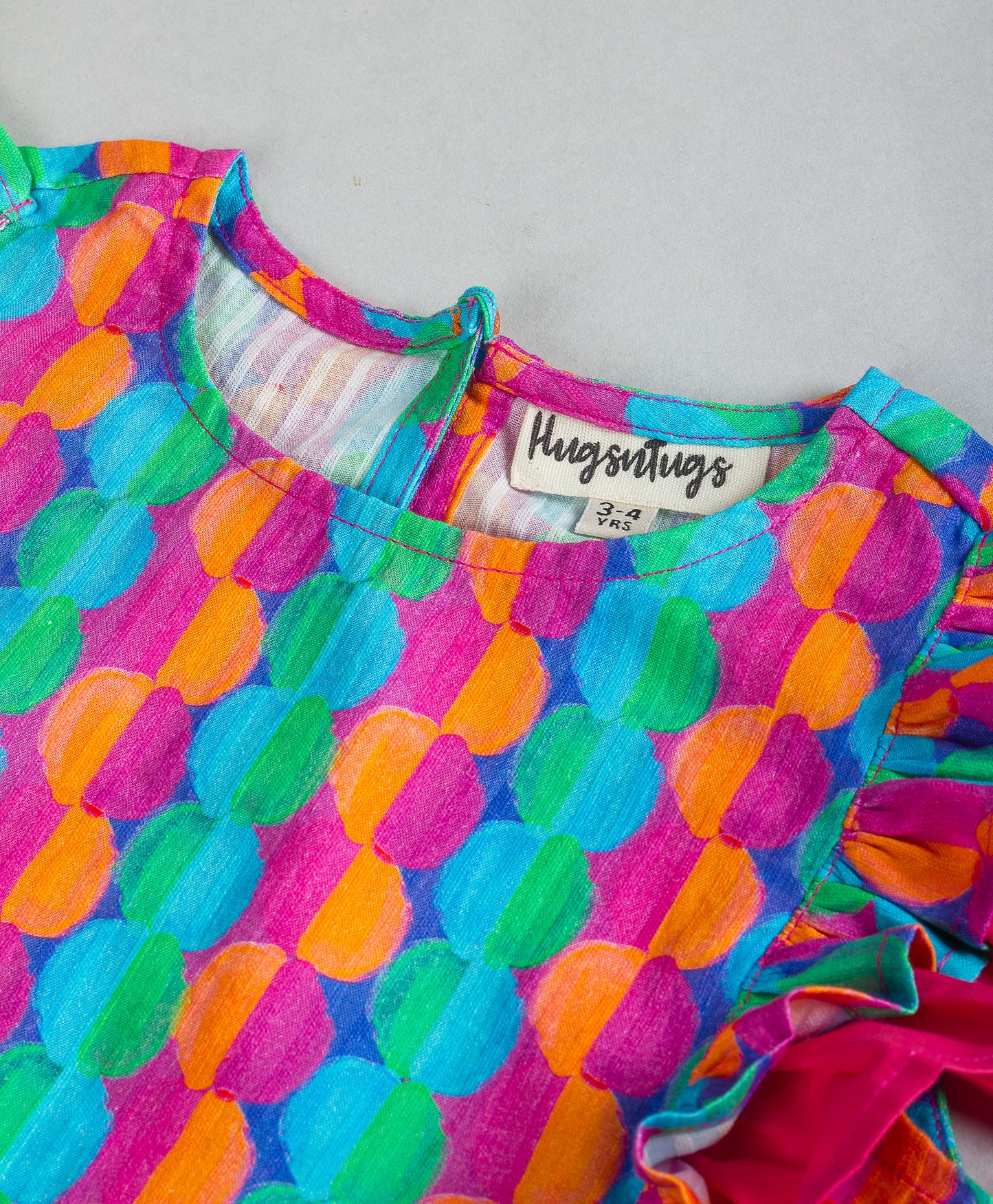 GEOMETRIC PRINT TOP WITH FRILL ALONG THE YOKE