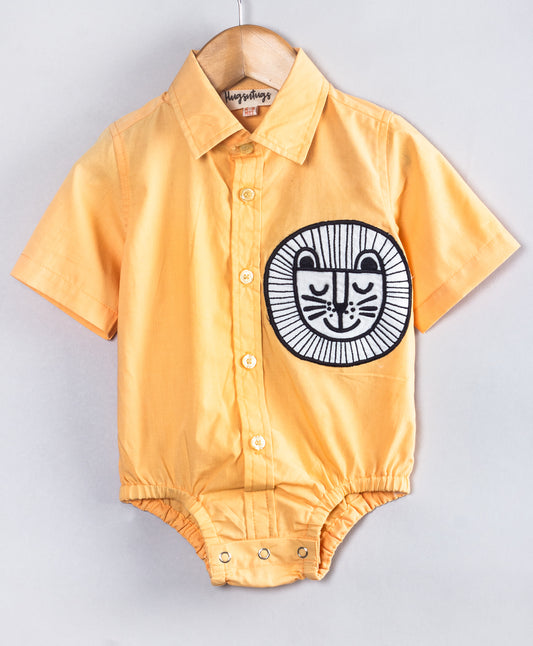 SHIRT ONESIE WITH LION EMBROIDERY PATCHWORK