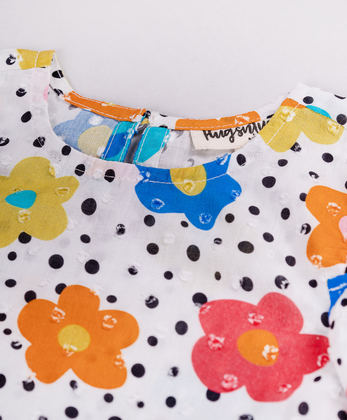 DOT AND FLOWER PRINT TOP COLD SHOULDER TOP
