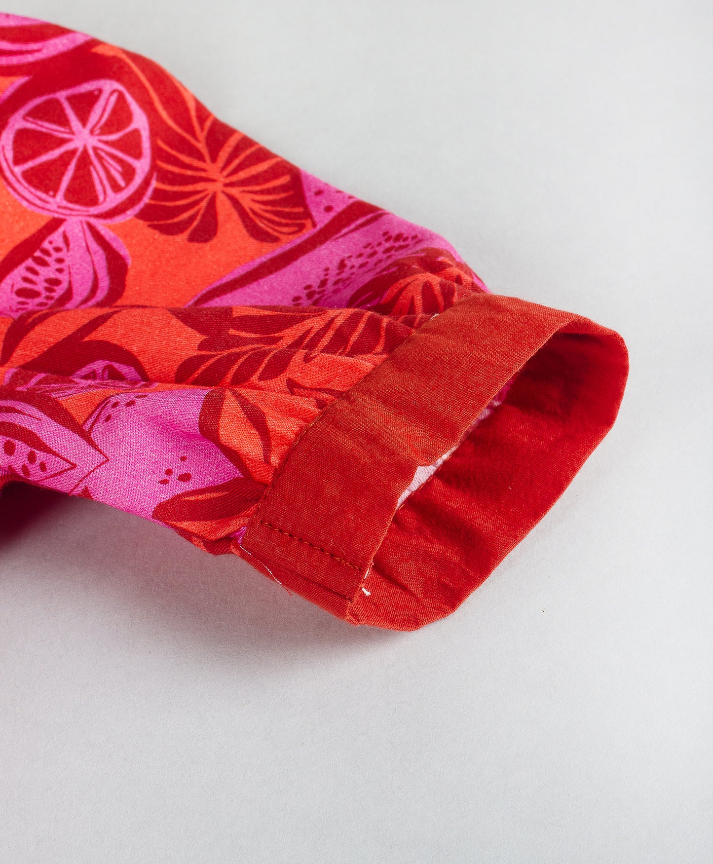 RED AND PINK LEAF PRINT DRESS