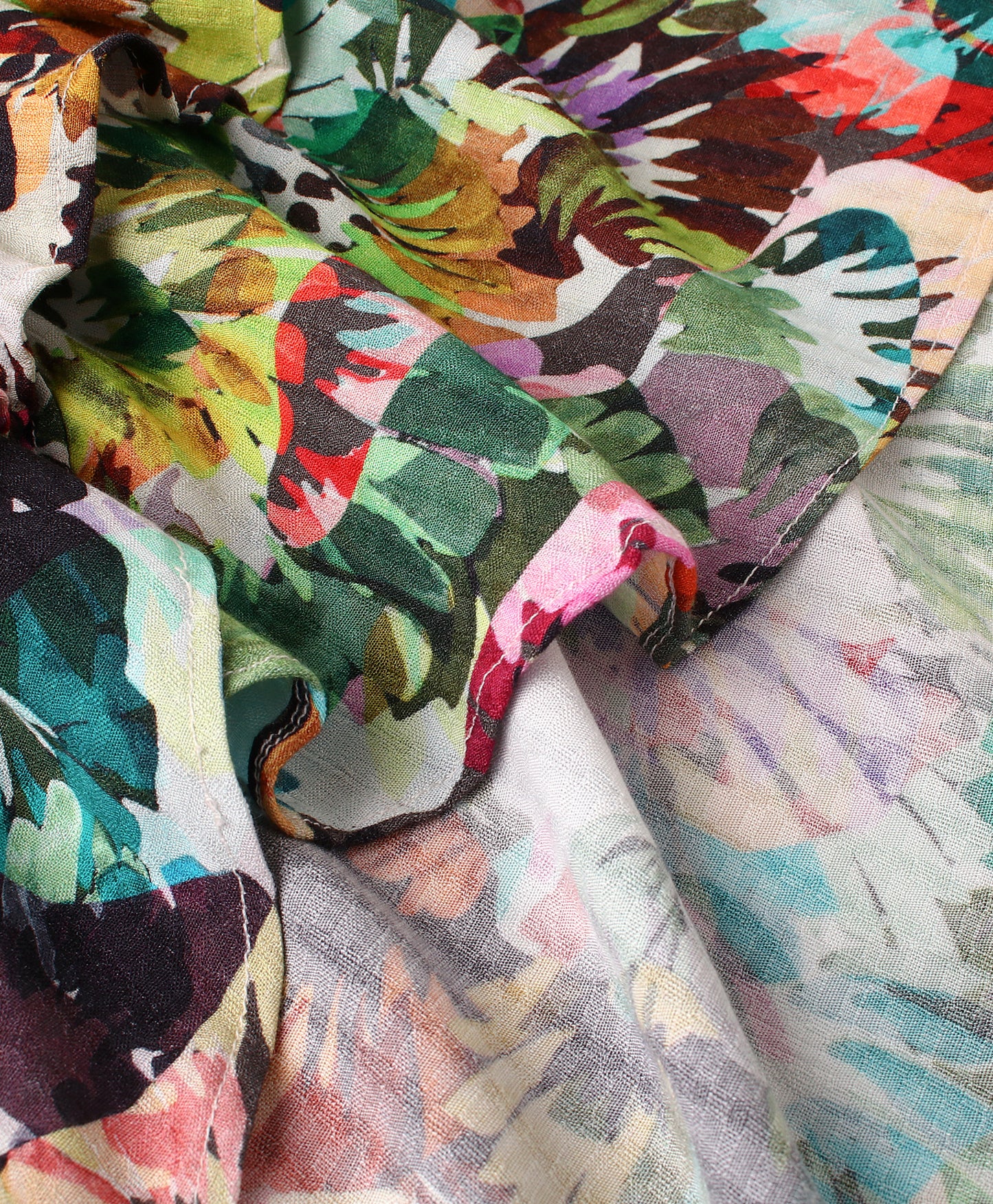 Sleeveless All Over Abstract Forest Leaves Printed Layered High Low Hem Top - Green & Multi Colour