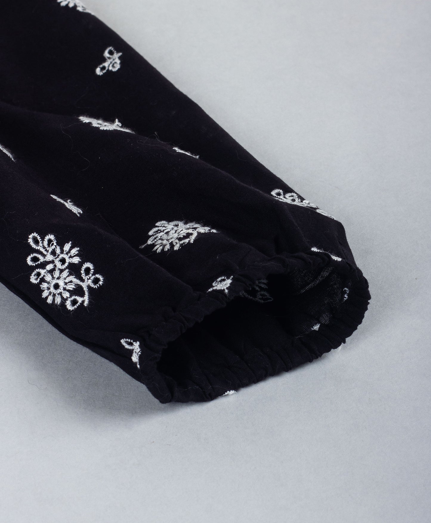 BLACK SCHIFFLI FULL SLEEVES TOP