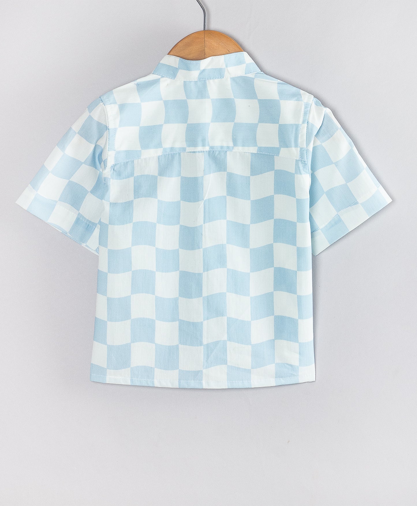 BLUE CHECK PRINT IN FANT SHORTS SET