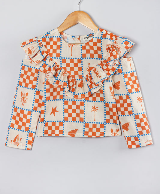 CHECKERED BEACH PRINT TOP