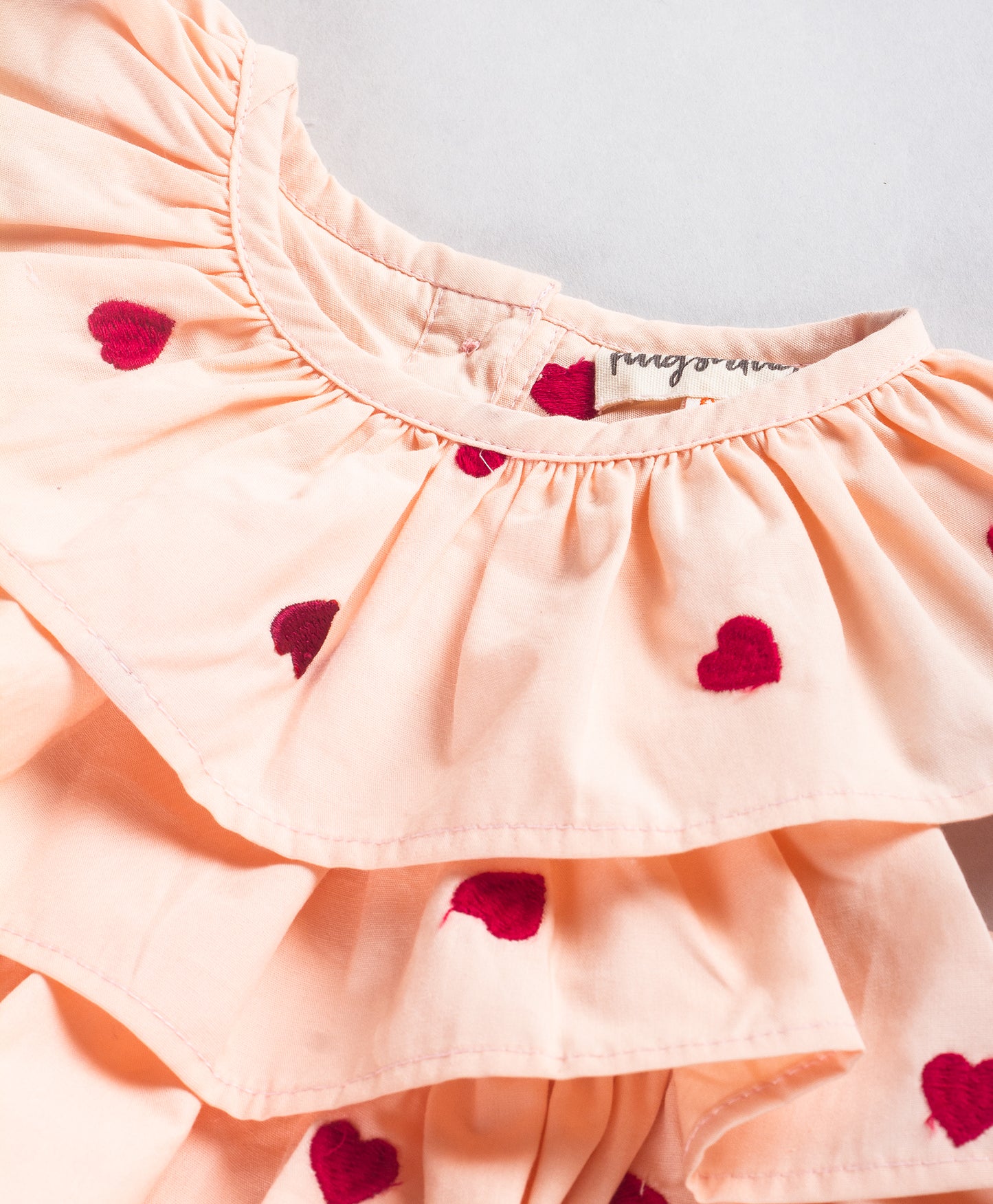 HEART PRINT FRILL INFANT DRESS