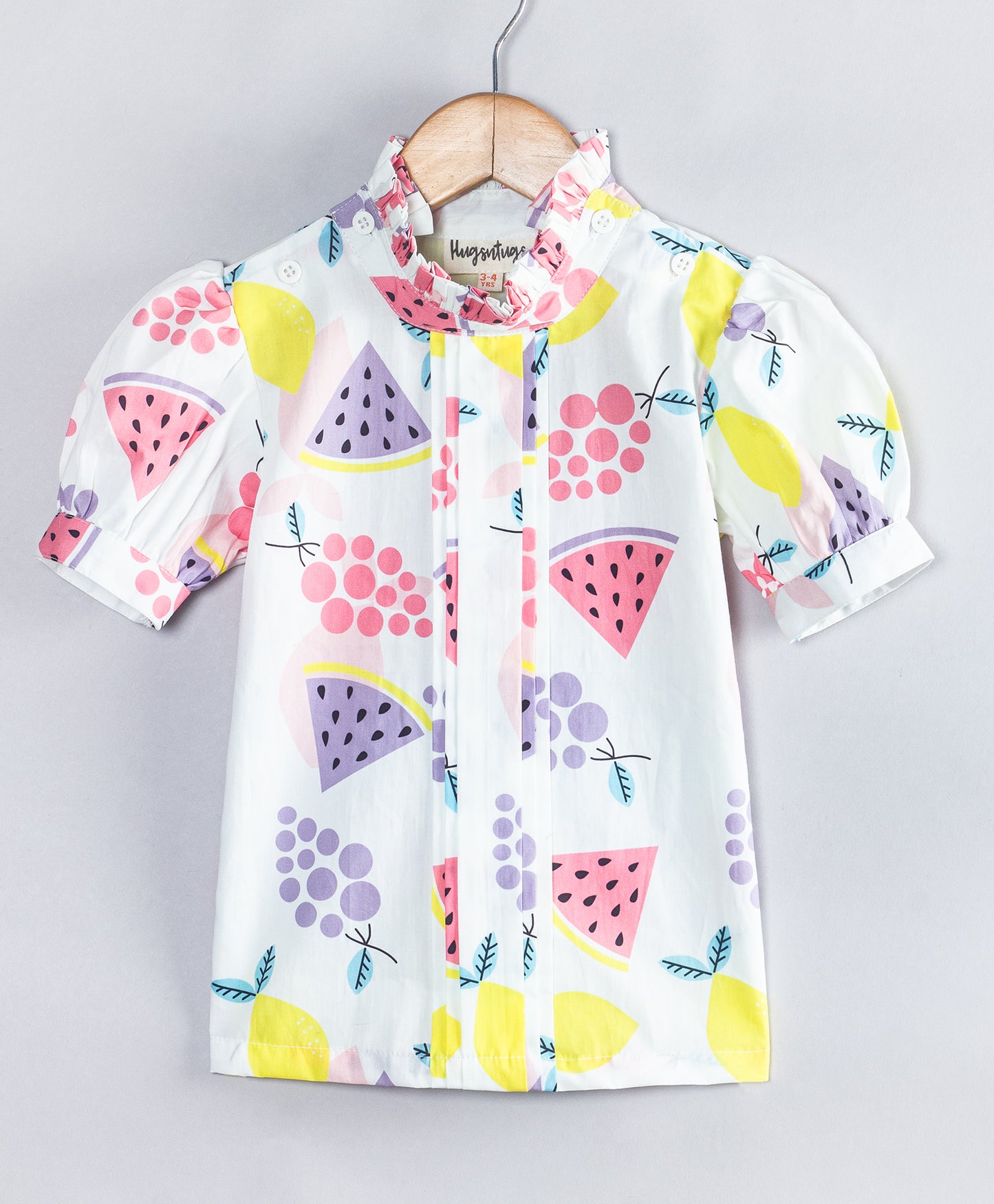 WHITE FRUIT PRINT TOP