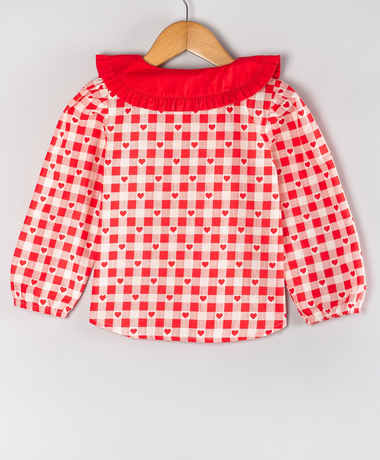 HEART IN CHECK PRINT TOP