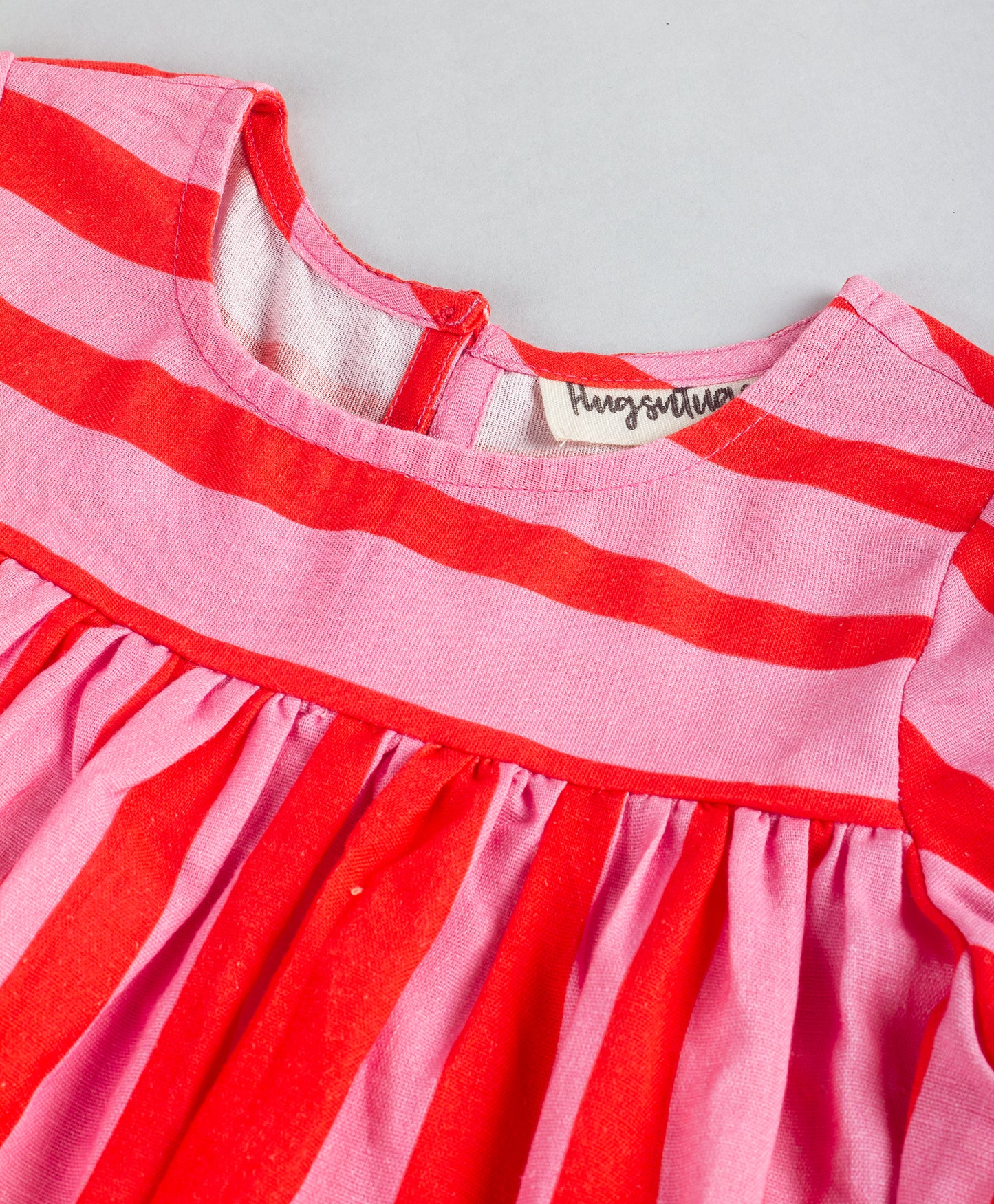 RED AND PINK STRIPE PRINT DRESS