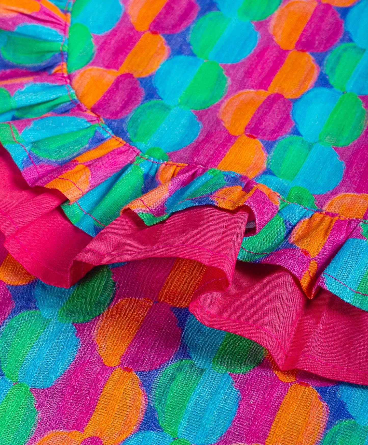 GEOMETRIC PRINT TOP WITH FRILL ALONG THE YOKE