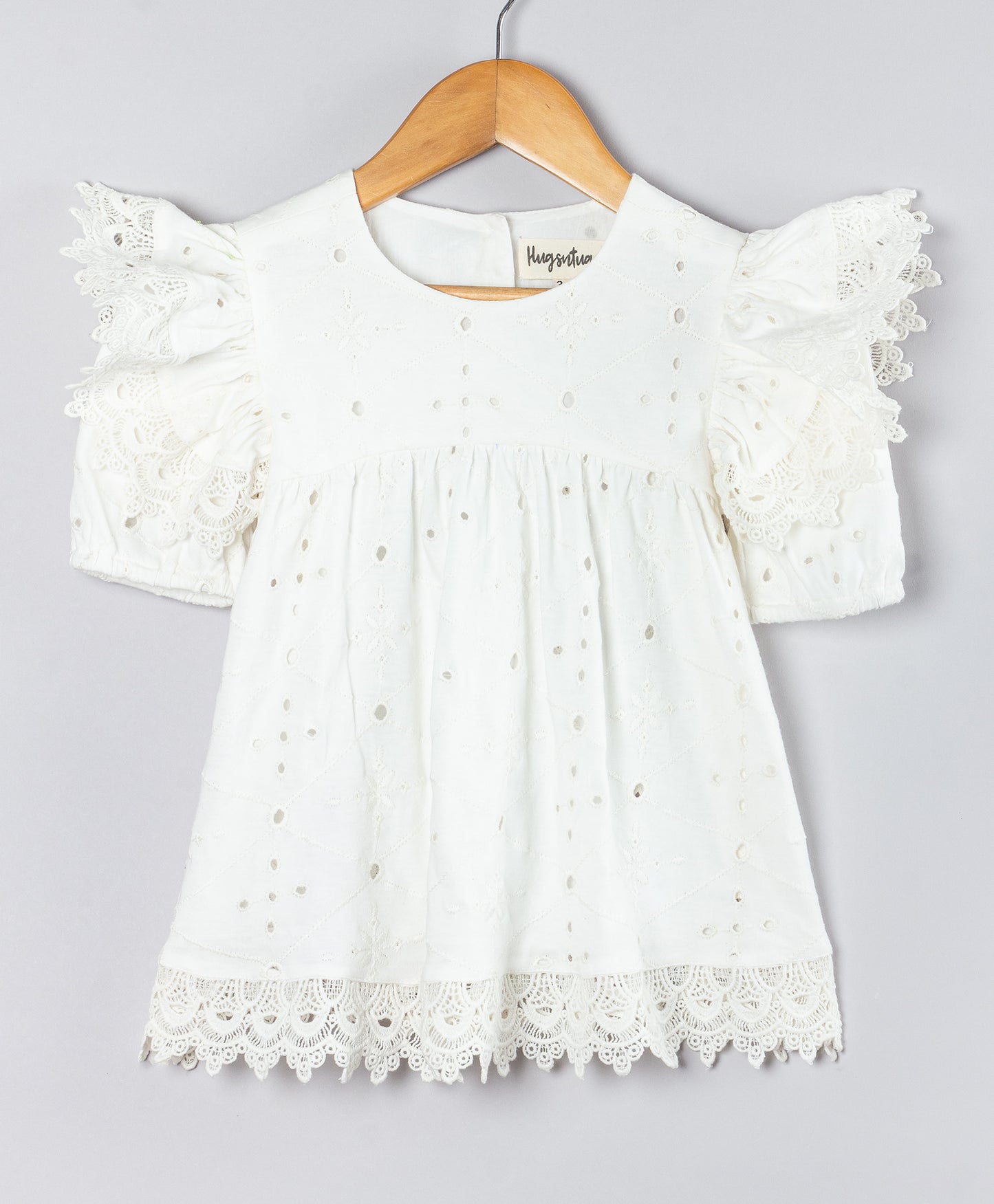 WHITE SCHIFFLI CO-ORD SET