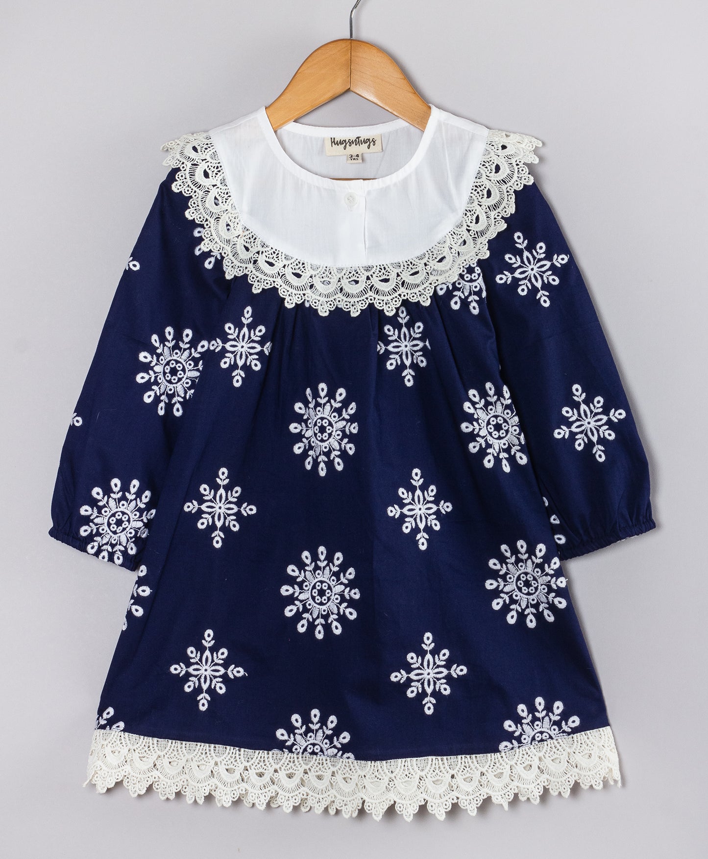 NAVY SNOWFLAKE EMBROIDERY DRESS