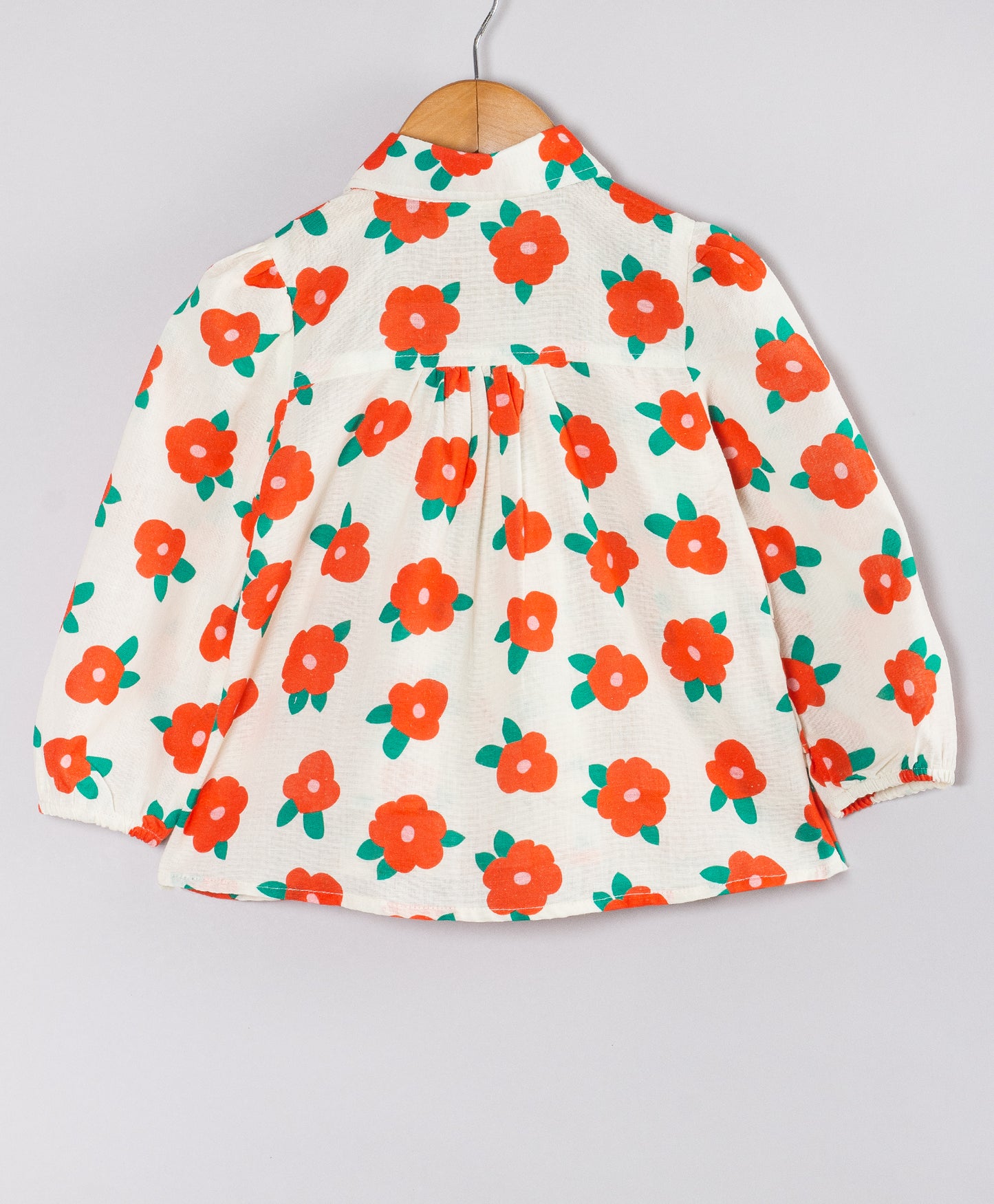 BRIGHT POPPY FLOWER PRINT TOP WITH FRILLS AT FRONT